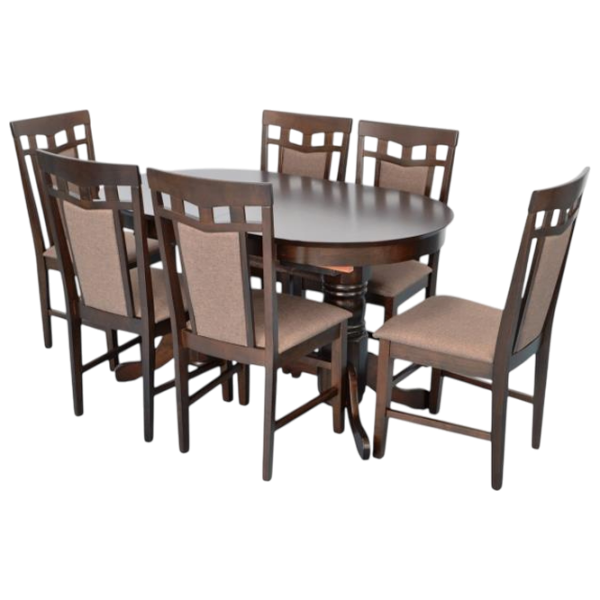 Set masă și scaune Evelin HV-31N + 6 Deepa R Ovală / Lemn / Chocolate photo 1