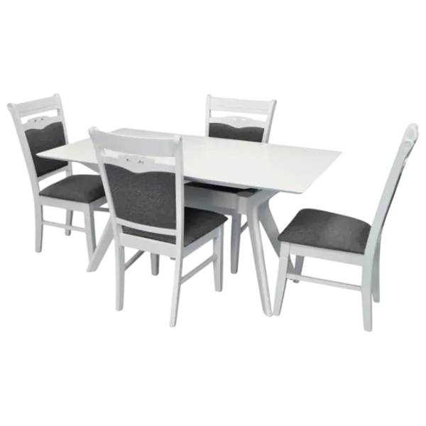 Set masă și scaune Evelin Raffles Rectangular + 4 HV-3167/NV-10WP Dreptunghiulară / PAL / White photo 1