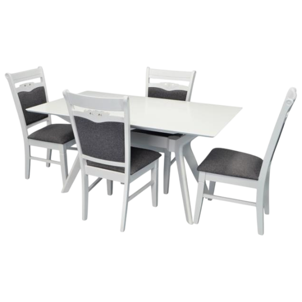Set masă și scaune Evelin Raffles Rectangular + 4 HV-3167/NV-10WP Dreptunghiulară / PAL / White photo 1