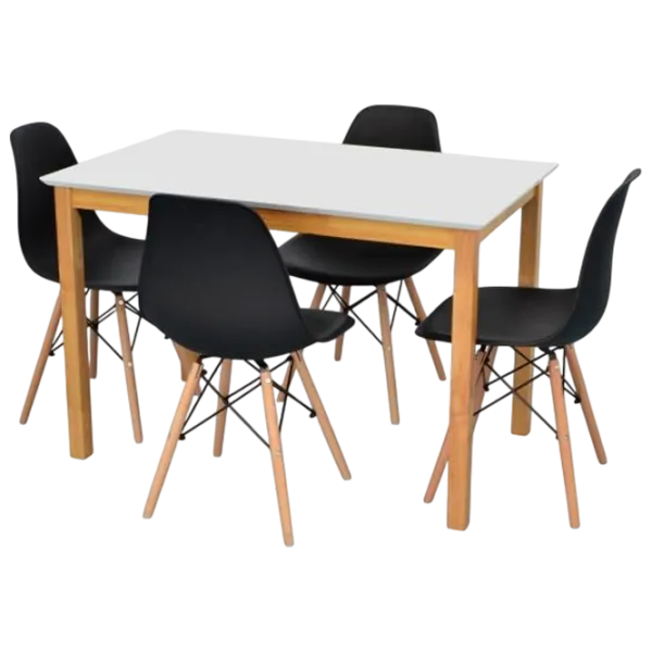 Обеденные стол со стульями Evelin GLORIA + 4 LC-021 Прямоугольная / ДСП / Белый photo 1