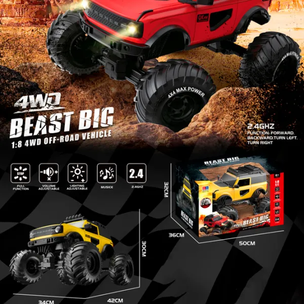Машинка QIANKUN Off-Road Climping Beast Big 11208  / 2.4 ГГц / Черный Желтый photo 5