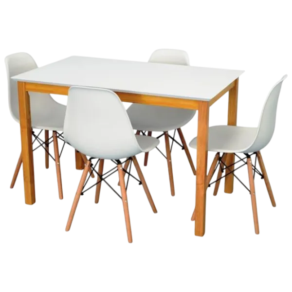 Обеденные стол со стульями Evelin GLORIA + 4 LC-021 Прямоугольная / ДСП / Белый photo 1