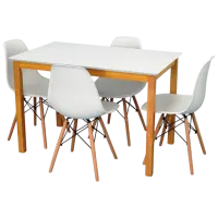 Set masă și scaune Evelin GLORIA + 4 LC-021 Dreptunghiulară / PAL / White