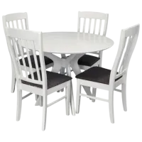 Обеденные стол со стульями Evelin Raffles Round + 4 Wenyi NV-10WP Круглая / ДСП / Белый