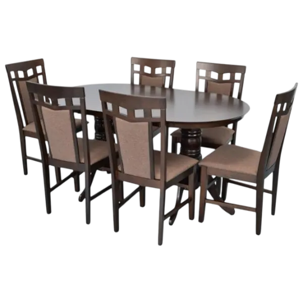 Обеденные стол со стульями Evelin HV-24V + 6 Deepa R  Овальная / Дерево / Chocolate photo 1