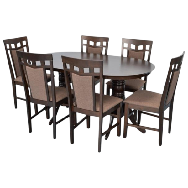 Обеденные стол со стульями Evelin HV-24V + 6 Deepa R  Овальная / Дерево / Chocolate photo 1