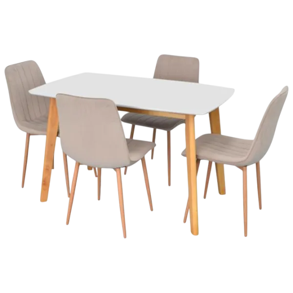 Обеденные стол со стульями Evelin COOPER + 4 XR-154Wo Прямоугольная / ДСП / Light Beige photo 1