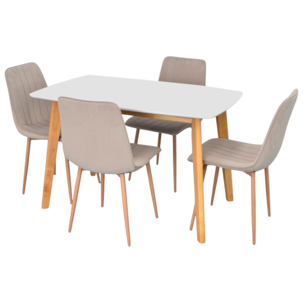 Обеденные стол со стульями Evelin COOPER + 4 XR-154Wo Прямоугольная / ДСП / Light Beige photo 1