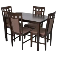 Set masă și scaune Evelin GLORIA + 4 Deepa R Dreptunghiulară / Lemn / Chocolate