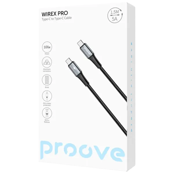 Кабель для телефона WireX Pro Proove USB Type-C + USB Type-C 1.5 м / Черный photo 2