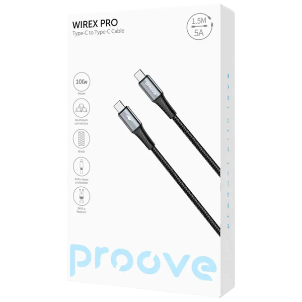 Кабель для телефона WireX Pro Proove USB Type-C + USB Type-C 1.5 м / Белый photo 2