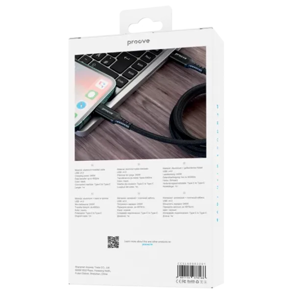 Кабель для телефона Speed Line Proove USB Type-C + USB Type-C 1 м / Черный photo 2