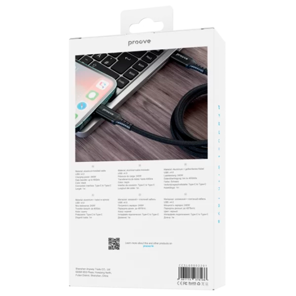Кабель для телефона Speed Line Proove USB Type-C + USB Type-C 1 м / Черный photo 2