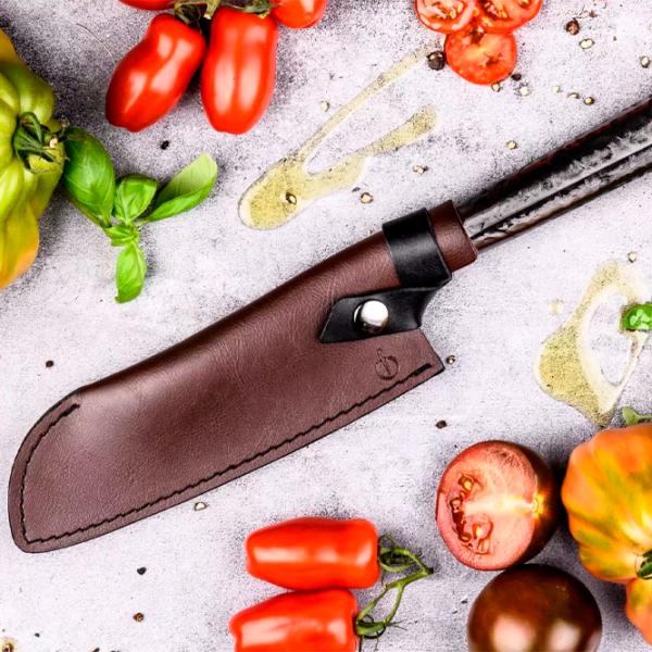 Чехол для ножей Forged Cover Santoku knife Натуральная кожа / Кнопка photo 2