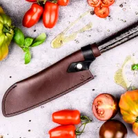 Husă pentru cuțite Forged Cover Santoku knife Piele naturală / Buton photo 2