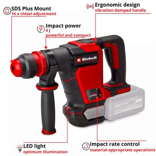 Перфоратор Einhell TP-HD 18/4 Li BL  / Красный photo 5 Перфоратор Einhell TP-HD 18/4 Li BL  / Красный photo 5