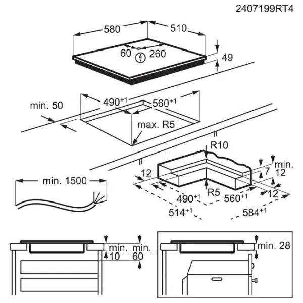 Plită încorporabilă cu inducție AEG TI64IB10IZ Vitroceramică / Black photo 2