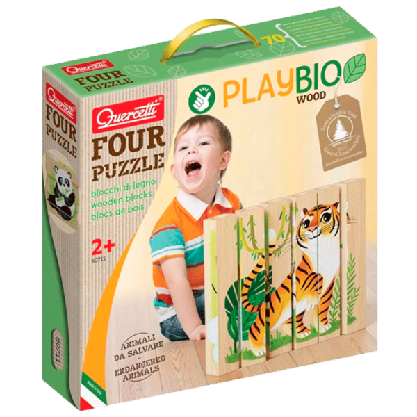 Puzzle Quercetti Play Bio 4 PUZZLES ENDANGERED ANIMALS 1+/ Количество деталей: 6 photo 1