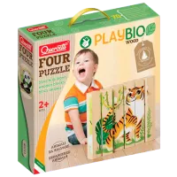 Puzzle Quercetti Play Bio 4 PUZZLES ENDANGERED ANIMALS 1+/ Numărul de piese: 6