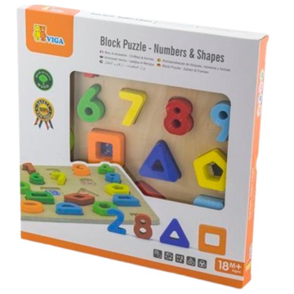 Puzzle VIGA Цифры и геометрические фигуры 1+/ Количество деталей: 24 photo 1