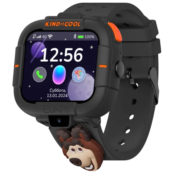 Ceas pentru copii Elari KidPhone Masha&Bear 1.76"/ Black photo 1
