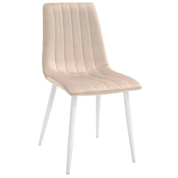 Scaun de bucătărie DecoPrim DC-90P Catifea/ Beige White photo 1 Scaun de bucătărie DecoPrim DC-90P Catifea/ Beige White photo 1