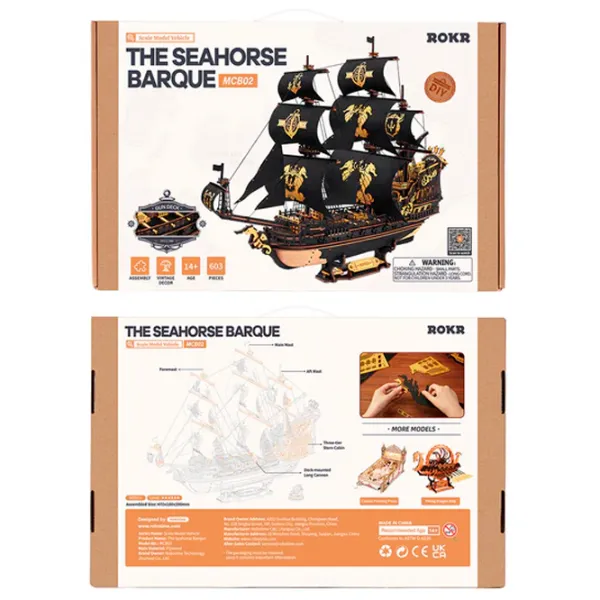 Puzzle 3D ROKR The Seahorse Barque 14+/ Numărul de piese: 603 photo 7