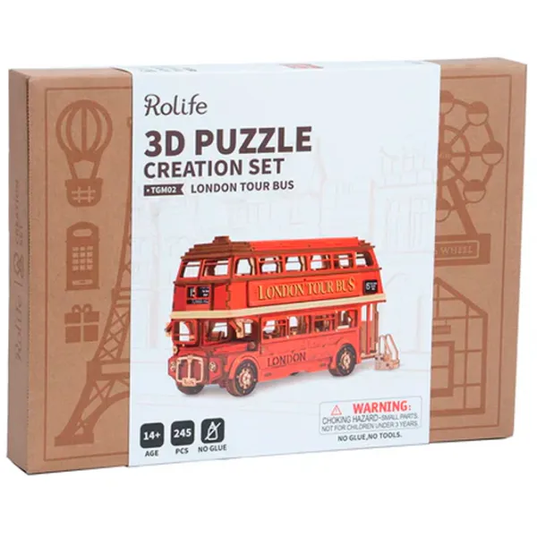 Puzzle 3D RoLife London Tour Bus 14+/ Numărul de piese: 145 photo 7