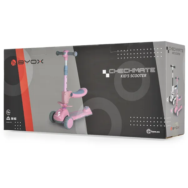 Детский трёхколёсный самокат Moni Checkmate (112286) 50 кг/ Розовый photo 9 Детский трёхколёсный самокат Moni Checkmate (112286) 50 кг/ Розовый photo 9