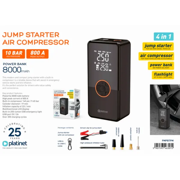 Incărcător și Redresor auto Platinet Car Jump Starter With Tyre Pump  -  photo 3