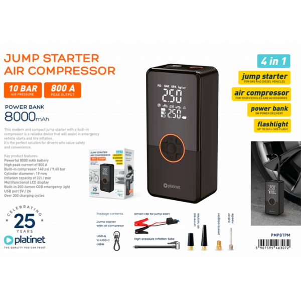 Incărcător și Redresor auto Platinet Car Jump Starter With Tyre Pump  -  photo 4