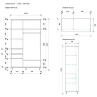Dulap pentru haine Glisant Mobildor-Lux ARON 1300 K3 2226 130 x 60 x 220 / PAL / Wenghe photo 8