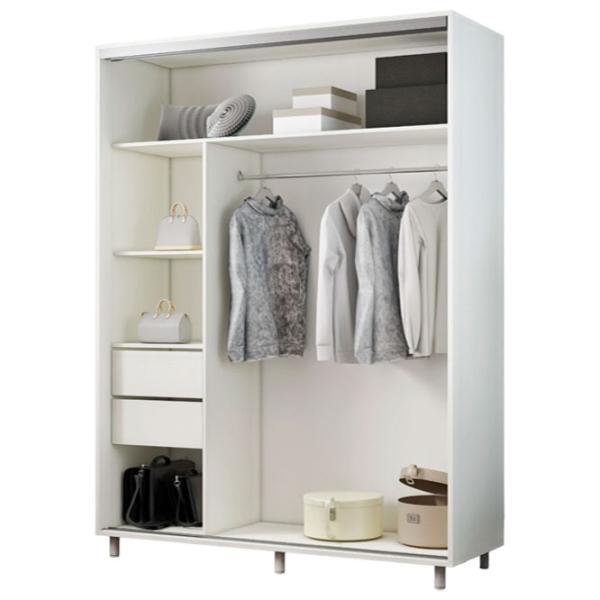 Dulap pentru haine Glisant Mobildor-Lux ARON S 1700 K2 8681 170 x 60 x 220 / PAL / Alb briliant photo 2