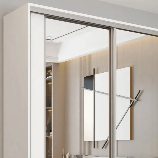 Dulap pentru haine Glisant Mobildor-Lux ARON S 1700 K2 8681 170 x 60 x 220 / PAL / Alb briliant photo 3