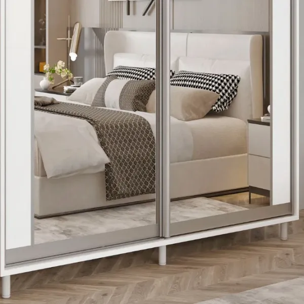 Dulap pentru haine Glisant Mobildor-Lux ARON S 1700 K2 8681 170 x 60 x 220 / PAL / Alb briliant photo 4