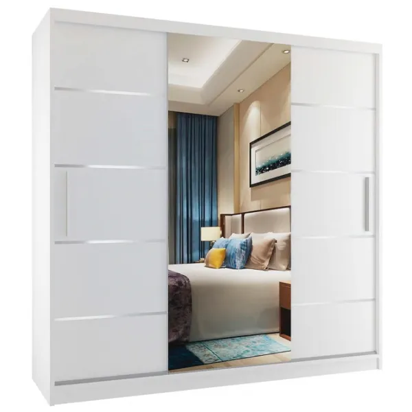 Dulap Belini Premium MT SZP5/1/W/W/0/KLAL 200 x 60 x 216 / PAL / White photo 1