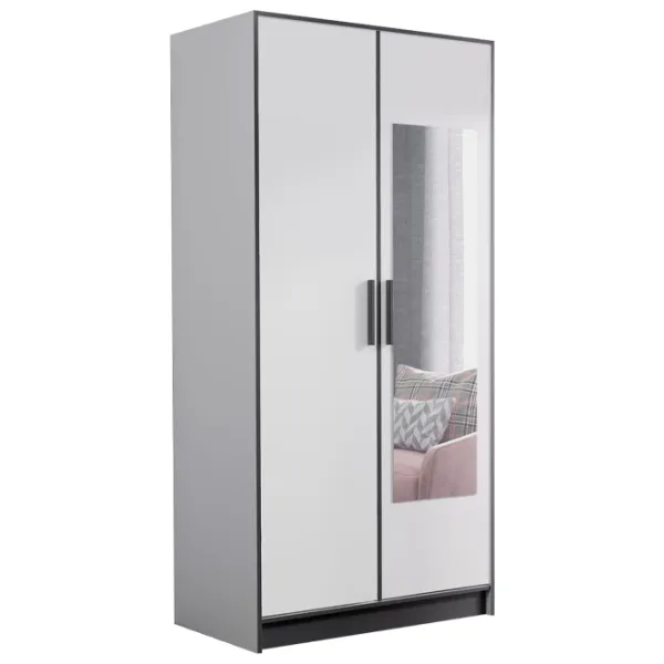 Шкаф Prime Furniture Roj 2D 104.8 x 39см x 205 / ЛДСП / White photo 1 Шкаф Prime Furniture Roj 2D 104.8 x 39см x 205 / ЛДСП / White photo 1