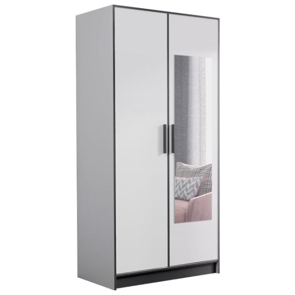 Шкаф Prime Furniture Roj 2D 104.8 x 39см x 205 / ЛДСП / White photo 1 Шкаф Prime Furniture Roj 2D 104.8 x 39см x 205 / ЛДСП / White photo 1