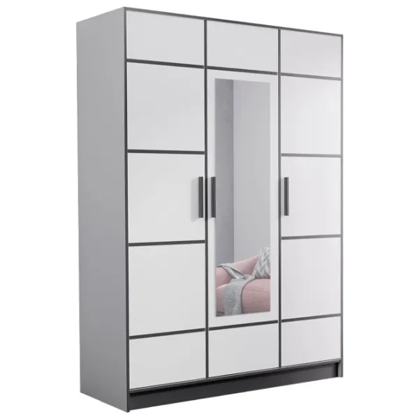 Шкаф Prime Furniture Roj 3D 157 with decorative stripes 156.4 x 39см x 205 / ЛДСП / White photo 1 Шкаф Prime Furniture Roj 3D 157 with decorative stripes 156.4 x 39см x 205 / ЛДСП / White photo 1