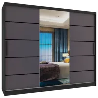 Шкаф Belini Premium MBP SZP8 SZP8/0/1B/2SR1L/0/KLP 235 x 60см x 216 / ЛДСП / Чёрный