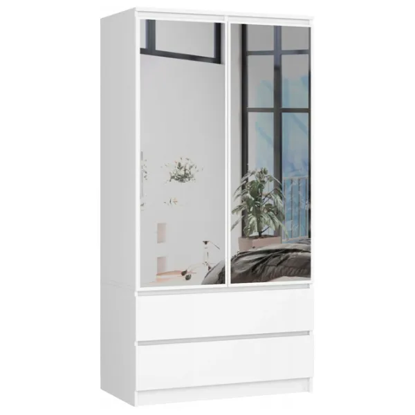 Dulap Akord S90 2D2SZ 2 Lustro 90.4 x 50.4 x 180 / PAL / White photo 1