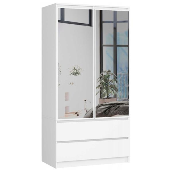 Dulap Akord S90 2D2SZ 2 Lustro 90.4 x 50.4 x 180 / PAL / White photo 1