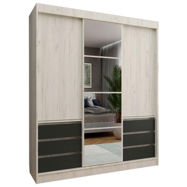 Dulap ML-Mobila Nice 3D 180 x 60 x 220 / DSP / Stejar Craft Alb - Antracite photo 1 Dulap ML-Mobila Nice 3D 180 x 60 x 220 / DSP / Stejar Craft Alb - Antracite photo 1