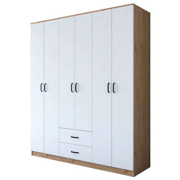 Шкаф Mirage Meble BA113 6D2S 180 x 51.5см x 210 / ЛДСП / Орех - Белый photo 1