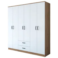 Шкаф Mirage Meble BA115 6D2S 180 x 47.3см x 190.8 / ЛДСП / Орех - Белый