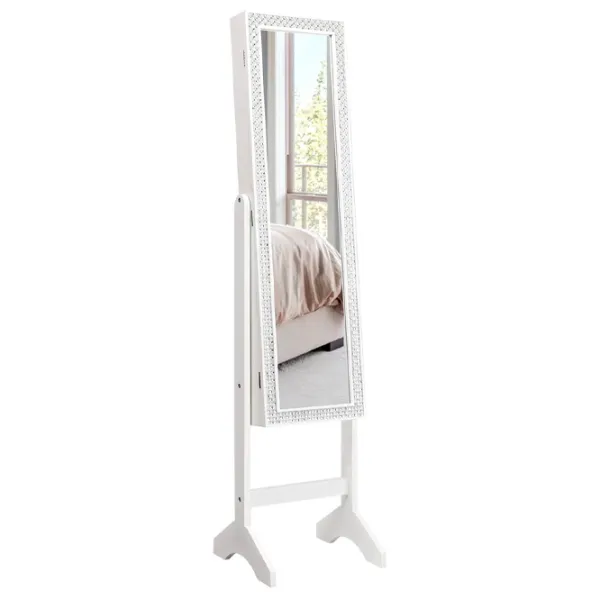 Dulap pentru bijuterii Costway JV10079WH 35.5 x 33 x 153 / MDF / White photo 1