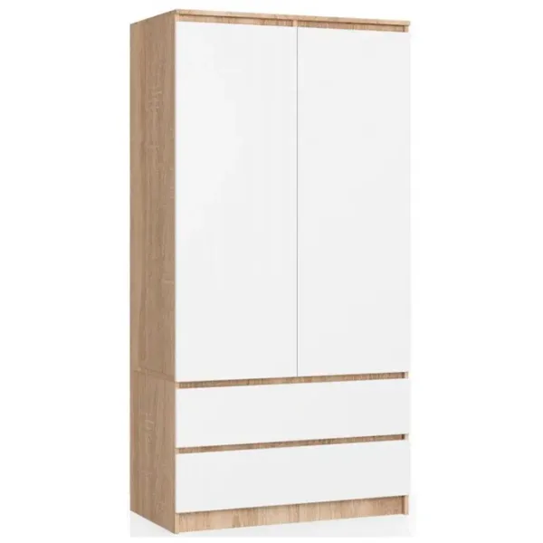 Dulap Akord S90 2D2SZ 90.4 x 50.4 x 180 / PAL / Stejar sonoma - White photo 1