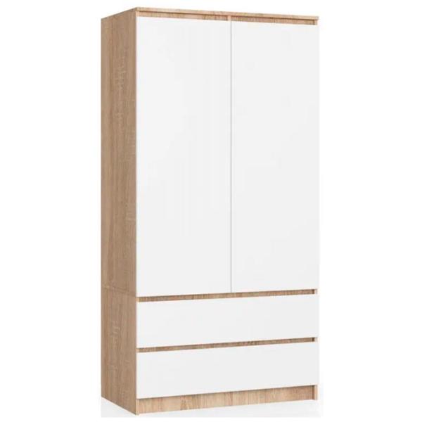 Dulap Akord S90 2D2SZ 90.4 x 50.4 x 180 / PAL / Stejar sonoma - White photo 1