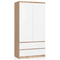 Dulap Akord S90 2D2SZ 90.4 x 50.4 x 180 / PAL / Stejar sonoma - White