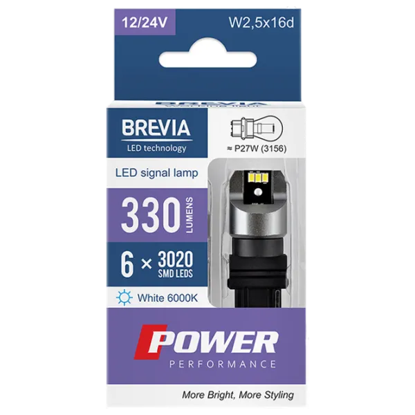 Lampă auto Brevia Power Performance LED / P27W / W2.5x16d / 27 W /  photo 1 Lampă auto Brevia Power Performance LED / P27W / W2.5x16d / 27 W /  photo 1